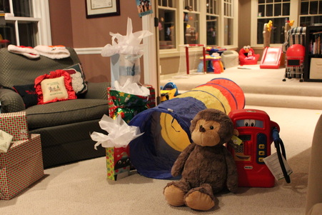 Living space with toys and kid-friendly furniture.
